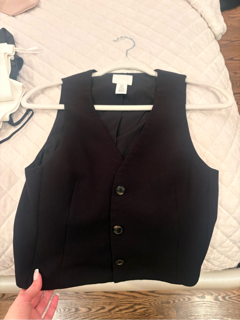 H&M Black Women's Tailored Button Vest